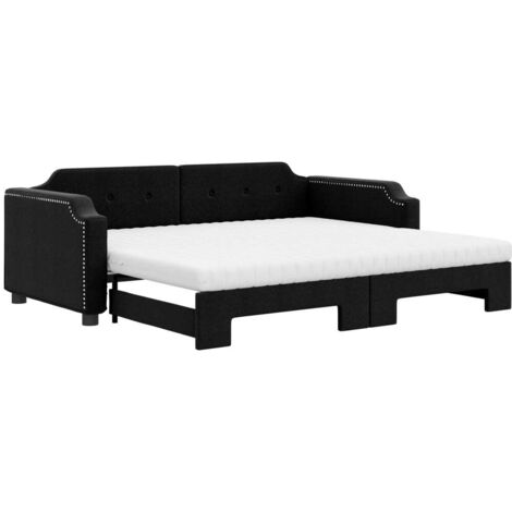 vidaXL Divano Letto Estraibile con Materassi Nero 100x200 cm Tessuto