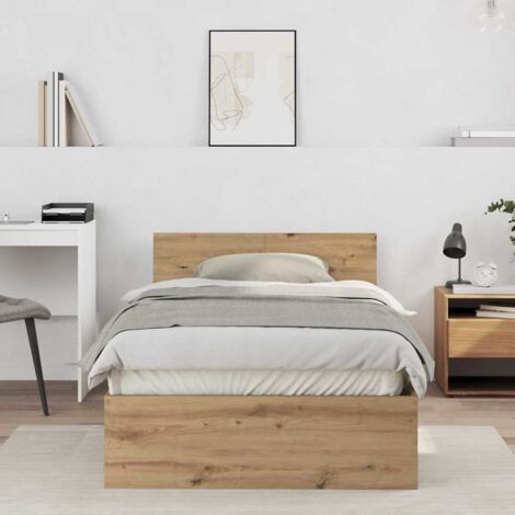 vidaXL Telaio del Letto con testiera Rovere artigianale 100 x 200 cm