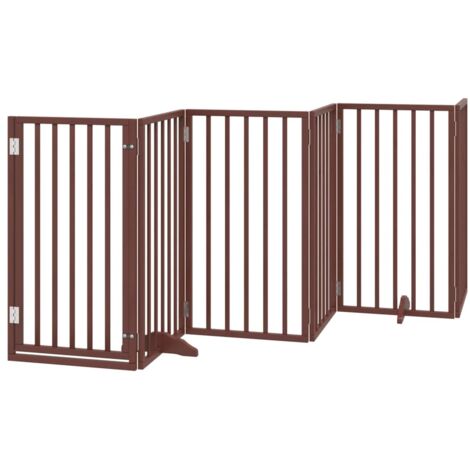 vidaXL Cancelletto per cani con porta pieghevole 6 pannelli marrone 300 cm in legno di pioppo
