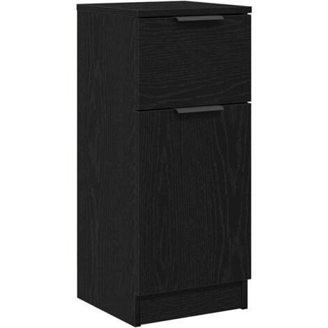 vidaXL Credenza Rovere Nero 30 x 30 x 70 cm Legno multistrato