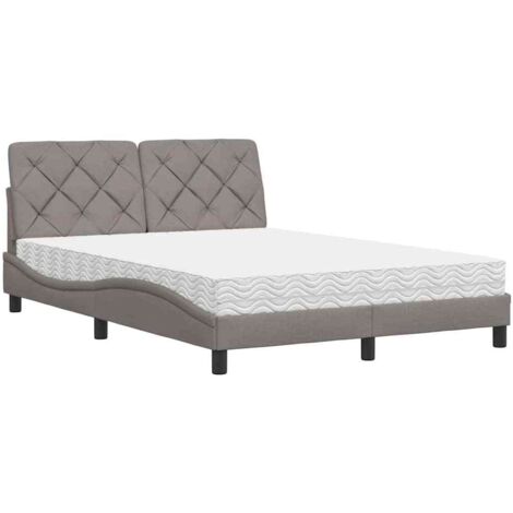 vidaXL Letto con Materasso Tortora 140x190 cm in Tessuto (1/5)