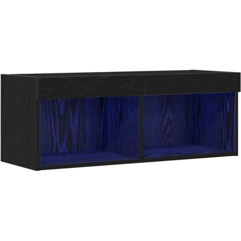 vidaXL Set mobile TV Rovere Nero 80 x 30 x 30 cm Legno multistrato