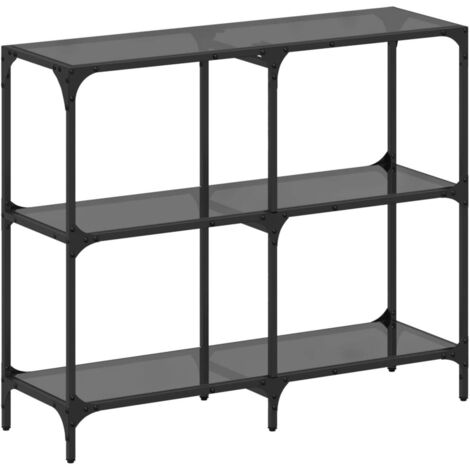 vidaXL Tavolino Consolle con Piano in Vetro Nero 98x30x81cm in Acciaio (1/5)