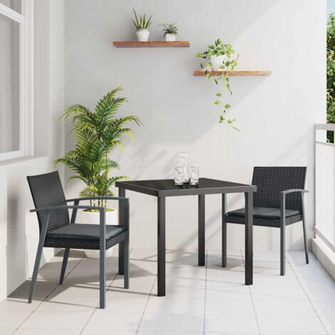 vidaXL Set da Pranzo per Giardino 3 pcs Nero Poly Rattan (1/5)