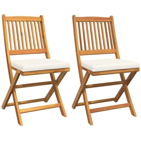 vidaXL Sedia pieghevole con cuscino 2 pcs Bianco 49 x 57.5 x 92cm