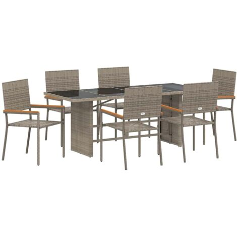 vidaXL Set da Pranzo per Giardino 7 pcs Grigio polyrattan (1/5)