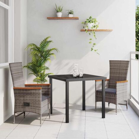 vidaXL Set da Pranzo per Giardino con cuscino 3 pcs Grigio Poly Rattan (1/5)