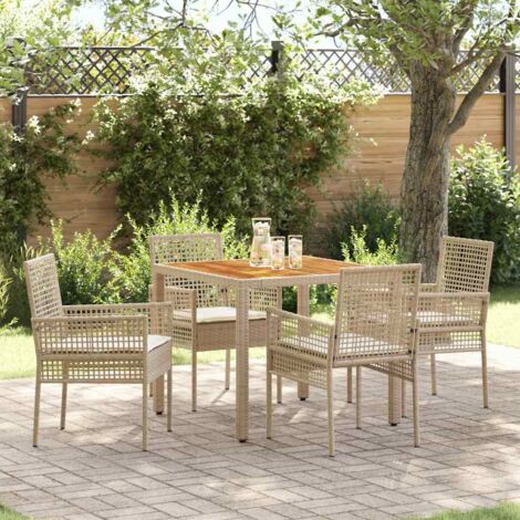 vidaXL Set da Pranzo per Giardino 5 pcs Beige Poly Rattan