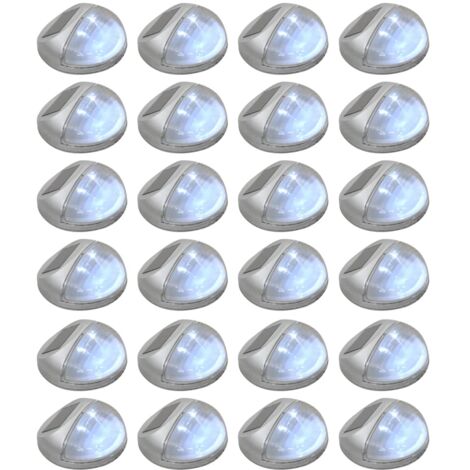 vidaXL Lampade Solari da Parete da Esterno a LED 24 pz Rotonde Argento