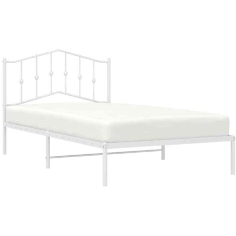 vidaXL Giroletto con Testiera Metallo Bianco 100x200 cm (1/5)