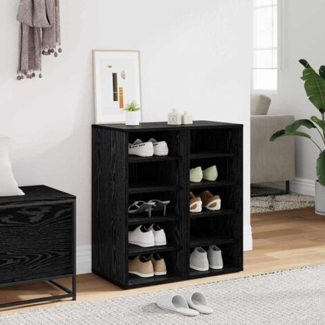 vidaXL Mobile per scarpe 2 pcs Rovere Nero 32 x 35 x 70 cm