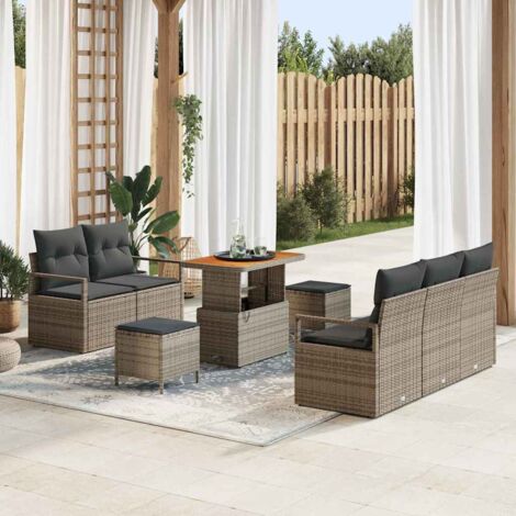 vidaXL Set Divano da Giardino con cuscino con cuscino 8 pcs Grigio (1/5)