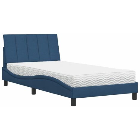 vidaXL Letto con Materasso Hanko Blu 100x200 cm in Tessuto (1/5)