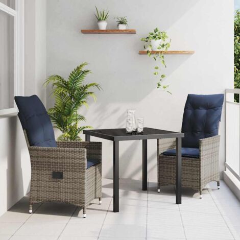 vidaXL Set da Pranzo per Giardino 3 pcs Grigio polyrattan (1/5)