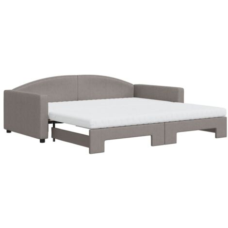 vidaXL Divano Letto Estraibile con Materassi Tortora 100x200cm Tessuto