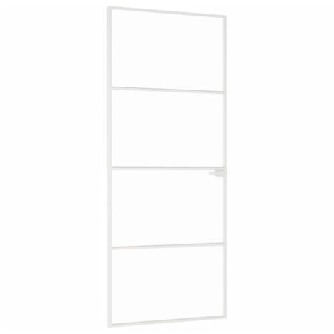 vidaXL Porta Interna Bianca 83x201,5 cm Vetro Temperato Alluminio Slim