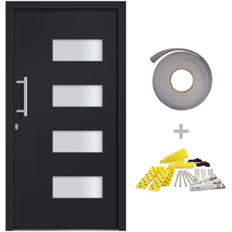 vidaXL Porta d'Ingresso in Alluminio e PVC Antracite 100x200 cm