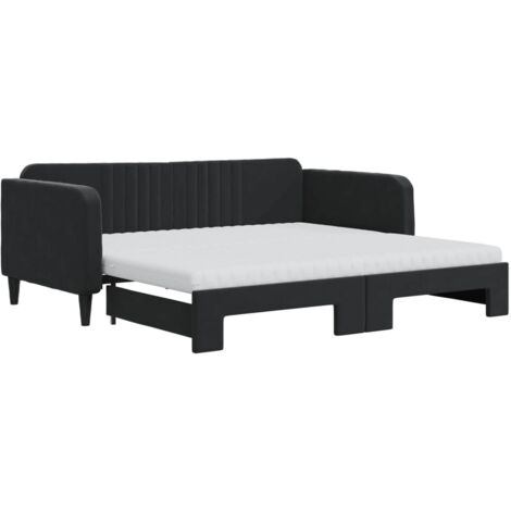 vidaXL Divano Letto Estraibile con Materassi Nero 90x190 cm Velluto