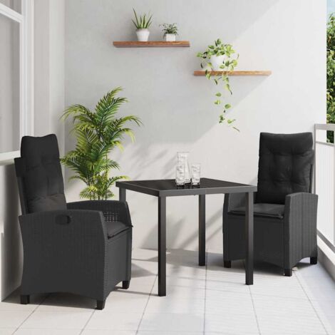 vidaXL Set da Pranzo per Giardino 3 pcs Nero polyrattan (1/5)