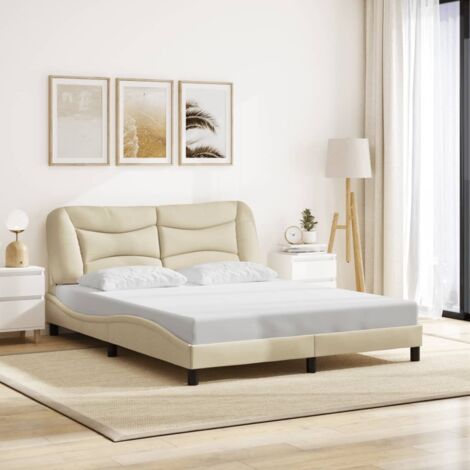 vidaXL Giroletto senza Materasso Hvar Crema 160x200 cm in Tessuto (1/5)