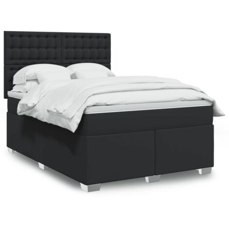 vidaXL Giroletto a Molle con Materasso Nero 140x190 cm in Similpelle (1/5)