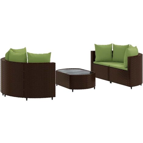 vidaXL Set Divano da Giardino 5 pz con Cuscini Marrone in Polyrattan (1/5)