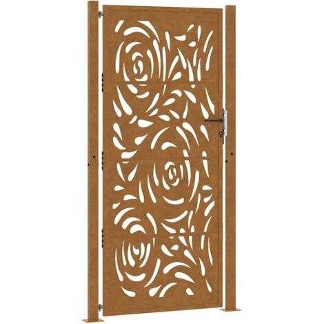 vidaXL Cancello da giardino 105x205 cm in acciaio corten con design a fiamma