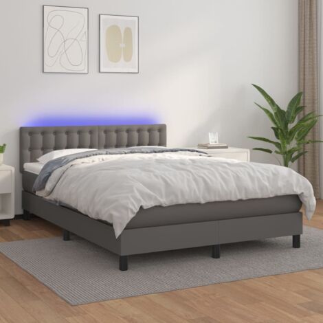vidaXL Giroletto Molle con Materasso e LED Grigio 140x200cm Similpelle