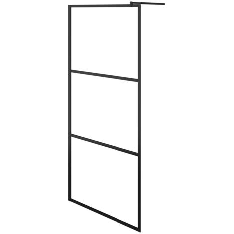 vidaXL Parete Doccia Walk-in in Vetro Trasparente ESG Nera 80x195 cm