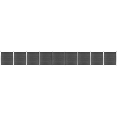 vidaXL Set Pannelli di Recinzione in WPC 1564x186 cm Nero