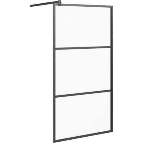 vidaXL Parete Doccia Walk in 100x195 cm in Vetro Smerigliato ESG Nero
