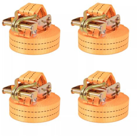 vidaXL Cinghie d'Ancoraggio 4 pz a Cricchetto 1 T 6mx38mm Arancione