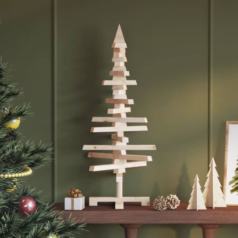 vidaXL Albero di Natale Decorativo in Legno 90 cm Legno Massello Pino