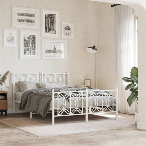 vidaXL Giroletto con Testiera e Pediera Metallo Bianco 140x200 cm (1/5)