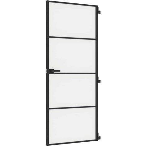 vidaXL Porta Interni Sottile Nera 83x201,5cm Vetro Temperato Alluminio