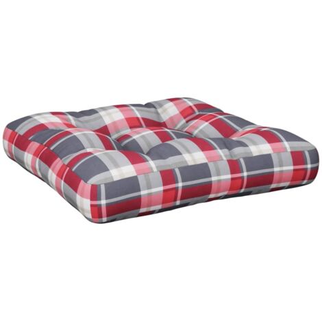 Cuscino per Pallet a Quadri Rossi 50x50x12 cm in Tessuto vidaXL