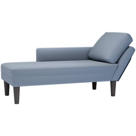 vidaXL Sdraio con Cuscino Destro in Velluto a Coste Blu