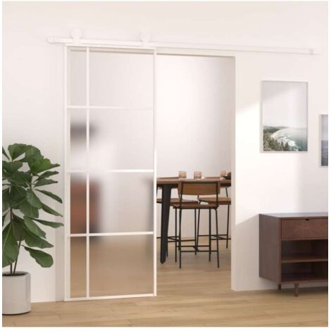 vidaXL Porta Scorrevole ESG Vetro e Alluminio 75x205 cm Bianca
