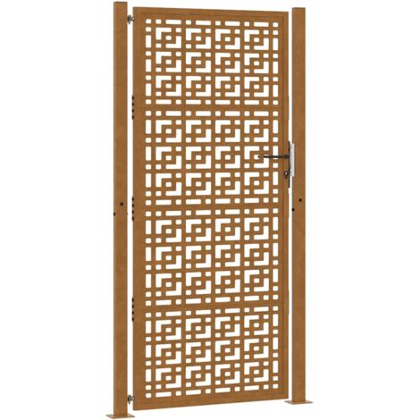 vidaXL Cancello da giardino 105x205 cm in acciaio corten con design a croce