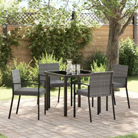 vidaXL Set da Pranzo per Giardino 5 pcs Grigio Poly Rattan (1/5)