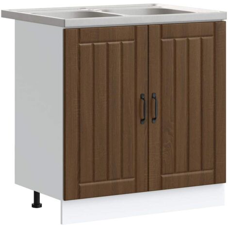 Mobile da cucina Lucca 2 pcs Marrone 80 x 46 x 81.5 cm vidaXL (1/5)