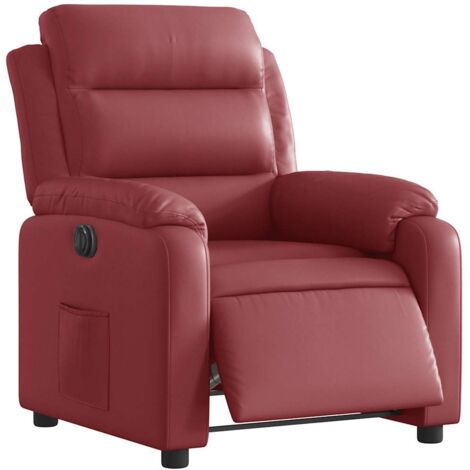 vidaXL Poltrona Reclinabile Elettrica Rosso Vino in Similpelle