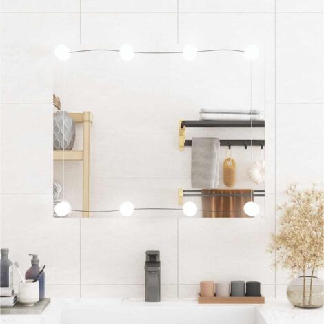 vidaXL Specchio da Parete con Luci LED 50x60 cm Vetro Rettangolare