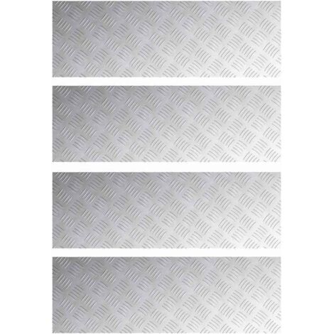 vidaXL Dischi Quadrati 4 pcs Argento 90 x 30 cm Alluminio
