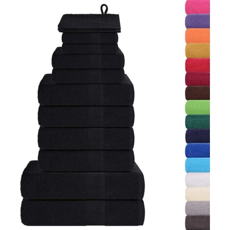 Set Asciugamani 12 pz Neri 360 gsm 100% Cotone vidaXL