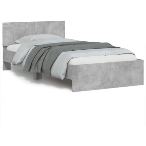 vidaXL Giroletto con Testiera e LED Grigio Cemento 100x200 cm