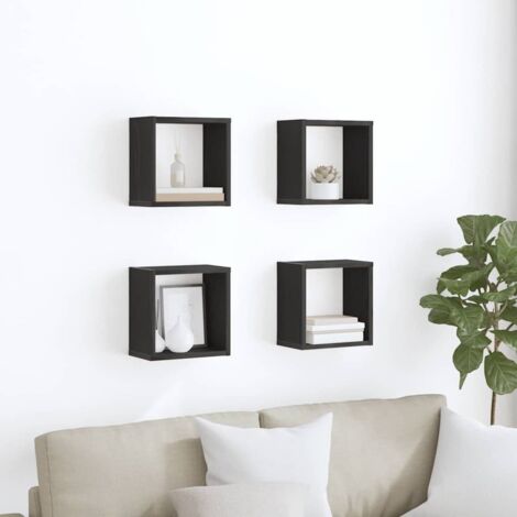vidaXL Scaffale da parete Rovere Nero Legno multistrato (1/5)