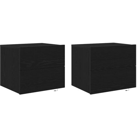 vidaXL Mobiletto da comodino a parete con cassetto 2 pcs Rovere nero