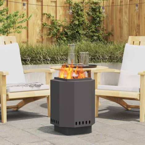 vidaXL Focolare Senza Fumi Nero 38 x 38 x 51 cm Acciaio
