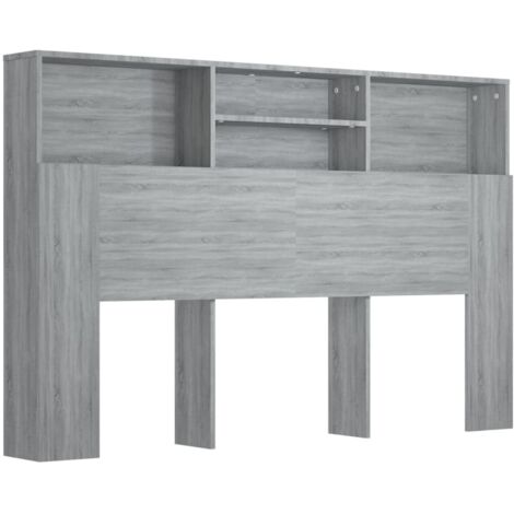 vidaXL Testiera con Scomparti Grigio Sonoma 160x19x103,5 cm